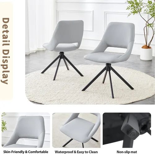 Miniatura 5 de Silla decorativa sin brazos, silla de tocador sin ruedas, juego de 2 sillas de comedor Retorno automático inteligente de 180°, respaldo