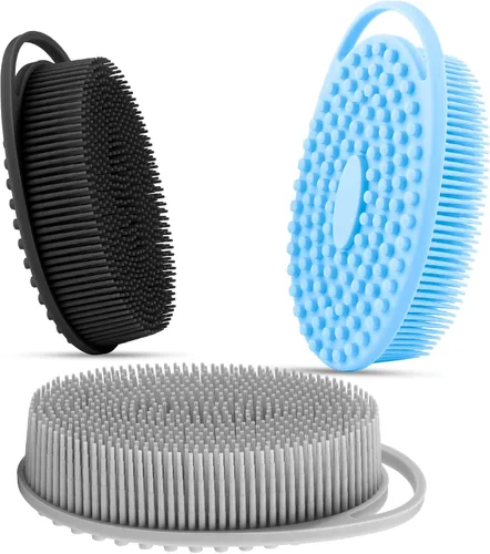 Miniatura 9 de Paquete de 3 unidades de esponja de silicona suave, exfoliante corporal de silicona suave, cepillo corporal de silicona para baño y ducha
