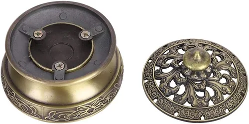 Miniatura 5 de Quemador de incienso de Buda vintage, quemador de incienso de aleación de metal, estufa de carbón con tapa para el hogar, oficina, yoga