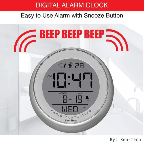 Miniatura 5 de T-4660 Reloj atómico con ventosa resistente al agua, color plateado