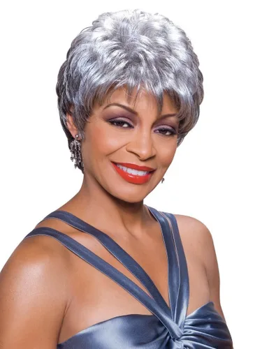 Diane Peluca de color 1 negro – Foxy Silver Pelucas cortas chic Pixie Wispy Fringe Crowne Volumen Sintético Afroamericano Ligero Gorra promedio