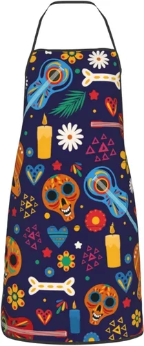 Miniatura 16 de Delantal de calavera de azúcar, delantales de cocina para hombres y mujeres, delantal de cocina, delantal de chef, delantales de jardín ajustables