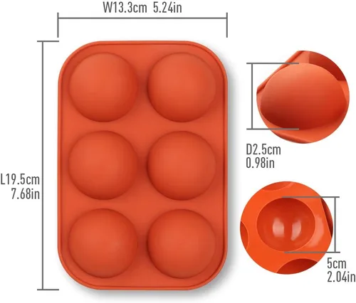 Miniatura 7 de homEdge Molde de silicona semiesfera, 4 paquetes de moldes para hornear para hacer bombas de chocolate caliente, pasteles, gelatina, mousse