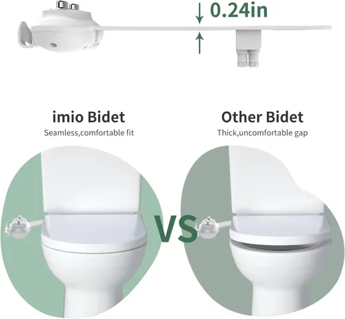 Miniatura 6 de BD158 Accesorio de bidé ultradelgado para inodoro – Accesorio de asiento de inodoro mecánico no eléctrico con boquilla autolimpiante y presión