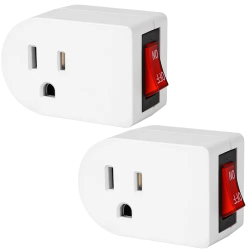 Miniatura 11 de VSEER Toma de tierra con interruptor de encendido y apagado, interruptor de salida de adaptador de corriente individual 15A 1875W/3 clavijas