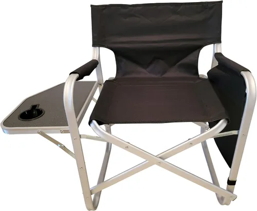 Miniatura 4 de Silla plegable de directores silla plegable con mesa auxiliar y portavasos, diseño XL Comfort (negro)
