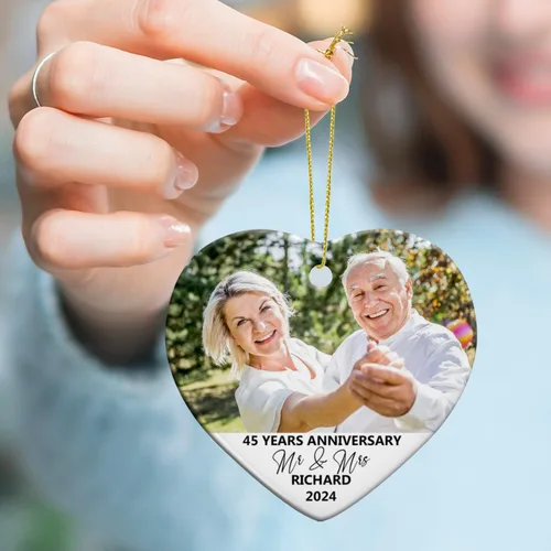 Miniatura 4 de Adorno de Navidad con foto personalizada 2025 para la familia, aniversario como el señor y la señora abuelos, carga cualquier imagen, cualquier foto