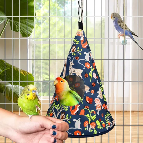 Miniatura 6 de Loro cacatúa cálida cama nido de pájaros para todas las estaciones, hamaca colgante para pájaros, cama para dormir, loro cama escondida, tela