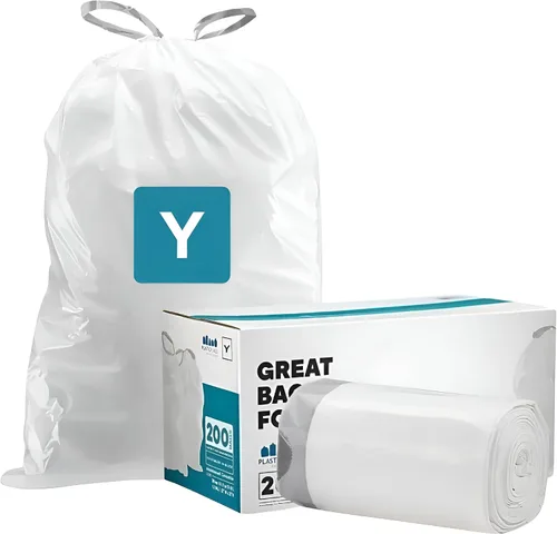 Plasticplace Bolsas de basura de ajuste personalizado, compatibles con simplehuman Code Y (100 unidades) forros de basura con cordón blanco de 30.4
