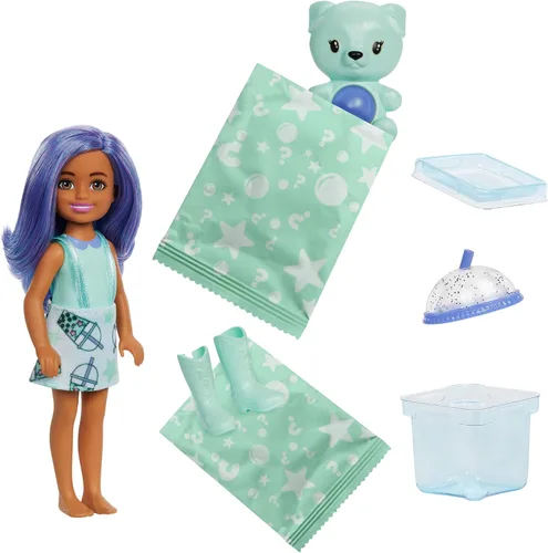 Miniatura 4 de Barbie Chelsea Pop Reveal Bubble Tea Series Set con paquete temático y 5 sorpresas, incluyendo muñeca pequeña perfumada y mascota Pop-It