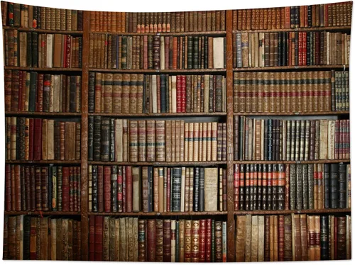Miniatura 5 de LB Tapiz vintage para colgar en la pared, libros de biblioteca, retro, tapiz de pared para dormitorio, estético, bohemio, hippie, arte de pared