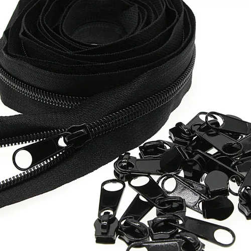 Miniatura 13 de Leekayer The Yard - Cremalleras de bobina de nailon blanco #5 a granel de 10 yardas con 25 deslizadores plateados para costura DIY bolsa