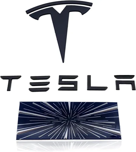 Miniatura 11 de Paquete de emblemas EVMIZE para Tesla Model 3, delantero y trasero, insignia T, negro mate y negro brillante, logotipo OEM, juego de emblemas