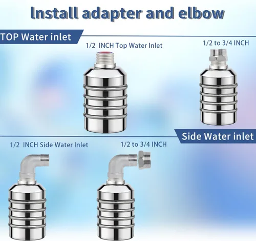 Miniatura 5 de Válvula de flotador de agua NPT a prueba de fugas de 1/2 pulgada, válvula de flotador de acero inoxidable 304 de 1/2 a 3/4 pulgadas totalmente