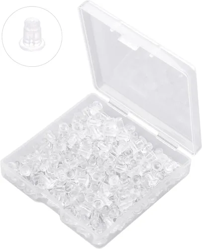Miniatura 8 de Respaldos de Aretes de Goma Suaves y Transparentes para Aretes de Botón Respaldos de Aretes de Silicona Hipoalergénicos Tope de Repuesto