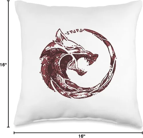 Miniatura 4 de Red Fenrir Norse Wolf Odin Nordic Valhalla Mjolnir Almohada de 16 x 16 pulgadas, multicolor