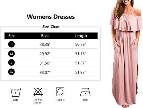 Miniatura 5 de Sarin Mathews - Vestido de fiesta para mujer estilo casual largo hasta los tobillos con volantes hombros descubiertos abertura lateral y bolsillos