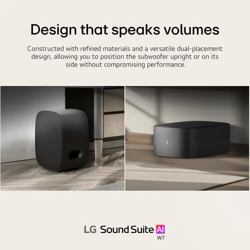 Miniatura 8 de LG W7 Sound Suite Wireless Subwoofer - 8” Deep Bass, Dolby Atmos FlexConnect, Compatible TVs, H7 Soundbar & M5/M7 Speakers, Flexible
