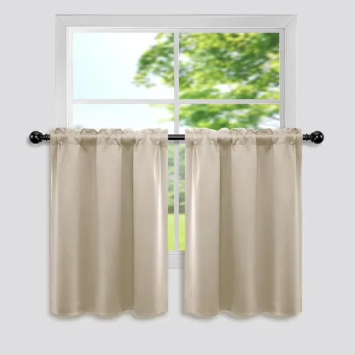 Miniatura 18 de Mrs.Naturall - Cortinas opacas cortas beige para ventanas pequeñas de 18x24 pulgadas de largo