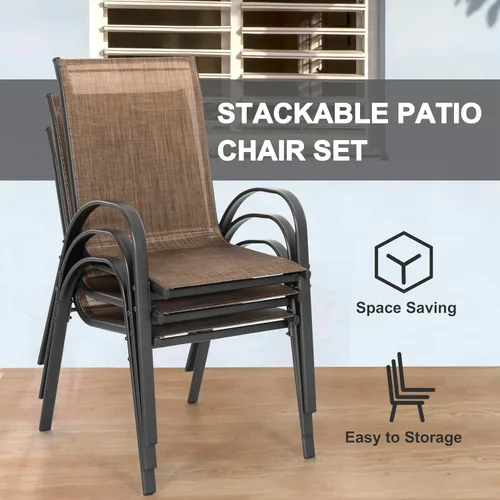 Miniatura 8 de NUU GARDEN Juego de 4 sillas de comedor para patio, sillas apilables para exteriores con respaldo alto, asientos de textileno para todo