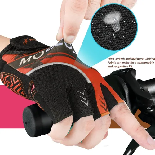 Miniatura 4 de BIKINGMOREOK Guantes de ciclismo, guantes de ciclismo para hombres y mujeres, guantes de ciclismo de montaña de medio dedo, guantes de entrenamiento