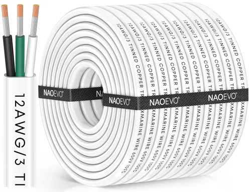 Miniatura 13 de NAOEVO Cable marino de calibre 14, cable eléctrico marino triplex 14/3, resistente al agua/aislado de PVC/cobre estañado sin oxígeno, cable de 14