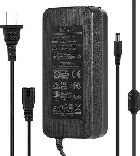 Nobsound Fuente de alimentación de 36V 6A: Adaptador GaN de alta eficiencia de 216W para amplificadores, altavoces activos, luces de tira LED,