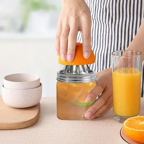 Miniatura 5 de Tapa de exprimidor de acero inoxidable para frascos de masón, exprimidor manual para limón y naranja, exprimidor de cítricos para tarros Mason