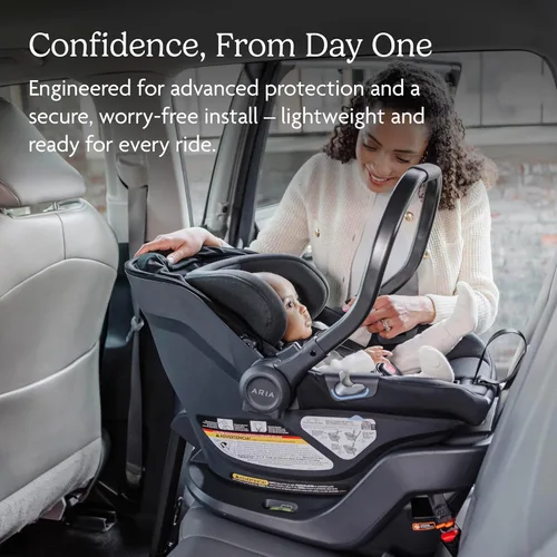 Miniatura 3 de UPPAbaby Aria V2 - Asiento de automóvil ligero para bebé, poco menos de 6 libras, base con pata de carga + inserto para bebés + funda para pies