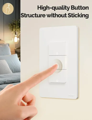 Miniatura 3 de MOES Matter-WiFi - Interruptores de luz inteligentes, requiere cable netural, interruptor de un solo polo de 2.4 GHz, compatible con Alexa Google
