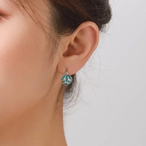 Miniatura 2 de BDL Joyas de turquesa Aretes de plata de ley turquesa natural con circonita cúbica 5A regalos de cumpleaños para ella o mamá joyería de boda