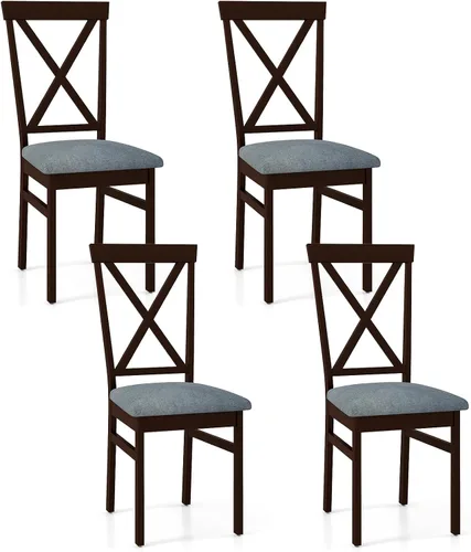 Miniatura 10 de GOFLAME Juego de 2 sillas de comedor de madera, sillas de cocina tapizadas con asiento acolchado y respaldo en forma de X, sillas laterales sin