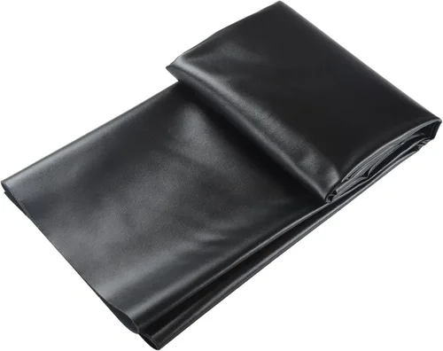Picheng Hojas de cuero sintético de vinilo: tela de piel sintética lisa negra impermeable de 54 x 36 pulgadas, tapicería de vinilo suave sintético