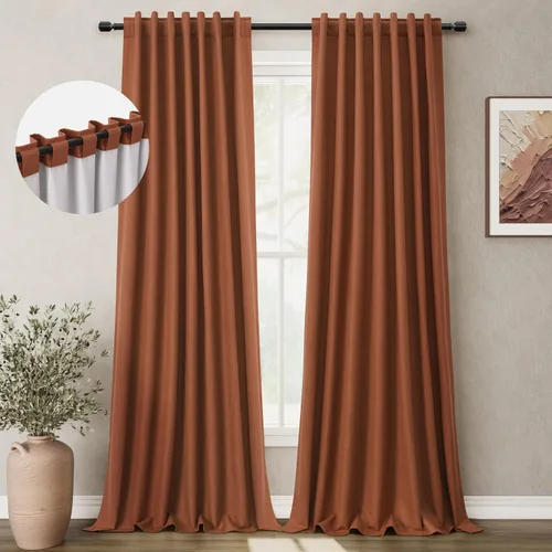 Miniatura 11 de BOODII Cortinas de lino 100% opacas para dormitorio de 102 pulgadas de largo, con aislamiento térmico, oscurecimiento de la habitación, cortinas