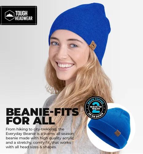 Miniatura 14 de Tough Headwear Daily Knit Beanie – Gorros para hombre – Sombreros de invierno para hombres y mujeres – Sombreros de punto cálidos para clima frío