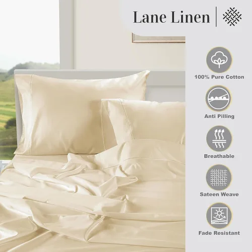 Miniatura 43 de Lane Linen Juego de 2 fundas de almohada 100 % de algodón, tamaño estándar, se adapta a almohadas estándar y Queen, fundas de almohada lujosas
