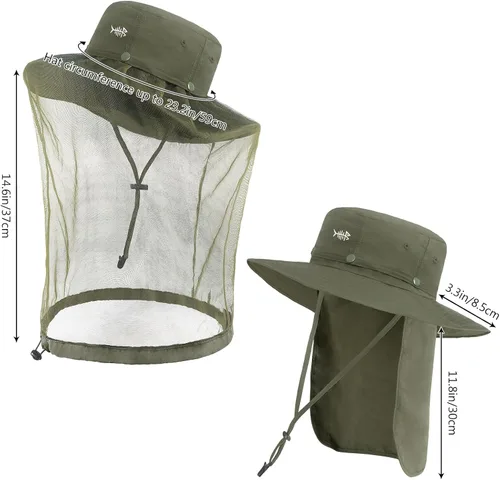 Miniatura 3 de BASSDASH Sombrero de mosquito UPF 50+ con red oculta para la cabeza y solapa para el cuello, para hombres y mujeres, pesca al aire libre