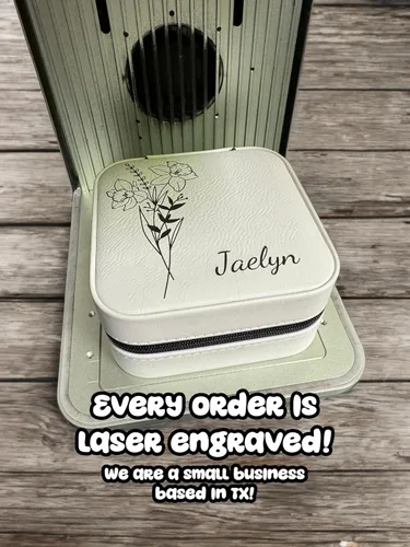 Miniatura 7 de Personalized Birth Flower Jewelry Travel Case, Birth Month Flower Gift, Birthday Gift, Leather Jewelry Travel Case, Custom Jewelry Case, Mother's