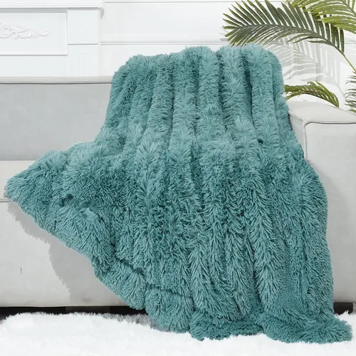 Miniatura 25 de GONAAP Manta de Tiro de Piel Sintética Mullida Tamaño Twin Rosa Claro Súper Suave Acogedora Felpa Mullida Lanuda para Sofá, Sillón o Cama