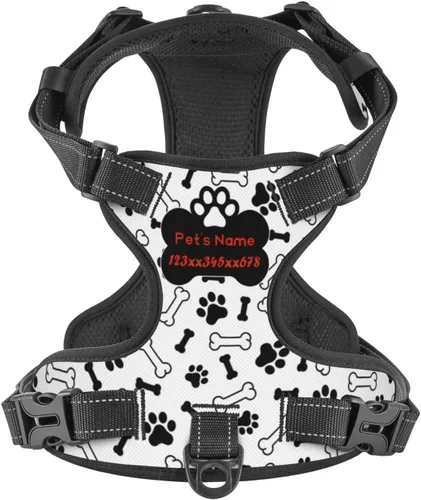 Miniatura 14 de Arnés personalizado para perro sin tirones, chaleco personalizado con bandera estadounidense para perro con número de teléfono y nombre de mascota