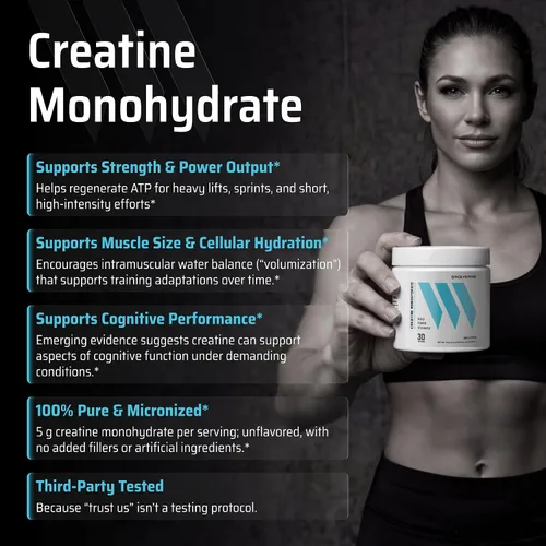 Miniatura 2 de Swolverine Monohidrato de creatina en polvo – 0.18 oz de creatina micronizada, probada por terceros, un solo ingrediente, apoya la fuerza muscular