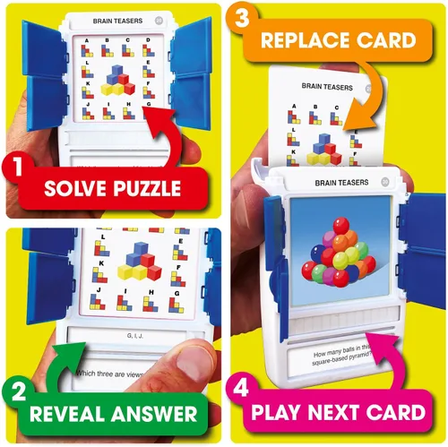 Miniatura 4 de 100 PICS Juego de viaje de Acertijos Mentales - Resuelve 100 rompecabezas Tarjetas con estuche de revelación deslizante Juego de cartas, regalo