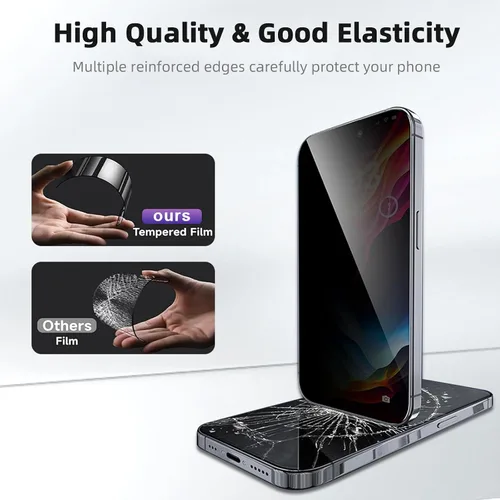 Miniatura 6 de Paquete de 2 protectores de pantalla de privacidad para iPhone 14 Pro Max, [kit de alineación automática] Vidrio templado de pantalla completa