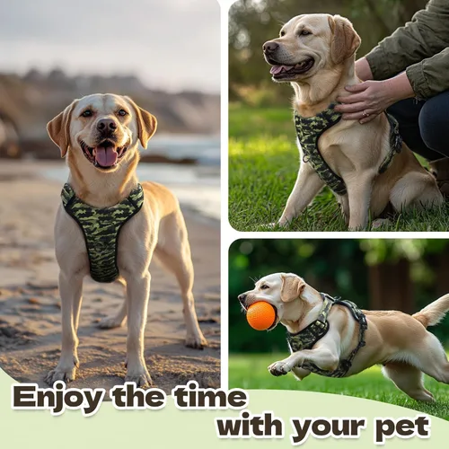 Miniatura 2 de Arnés para perro sin tirones, chaleco reflectante ajustable con clip delantero/trasero, asa de fácil control para perros de tamaño mediano, grande