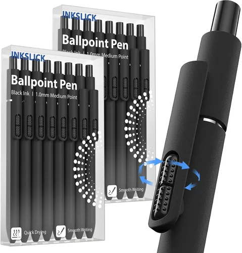 16 bolígrafos negros - bolígrafos de bola de punta media de 1.0 mm | Bolígrafo retráctil de escritura suave para enfermeras, hombres, mujeres,