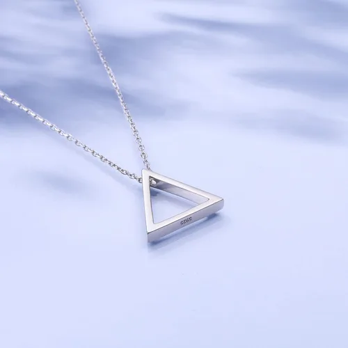 Miniatura 3 de DAOCHONG Collar de plata de ley 925 con formas geométricas, triángulorectángulorombocírculo, collar con colgante para mujer