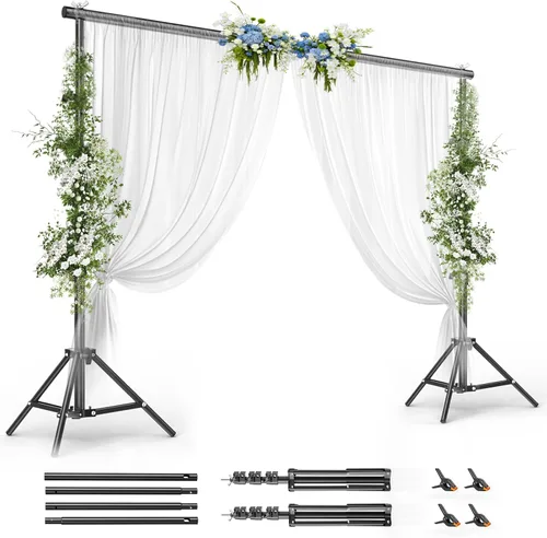Miniatura 11 de BEIYANG Kit de soporte de fondo de fotos de 8.5 x 10 pies, kit de sistema de soporte de fondo ajustable con bolsa de transporte, para fotografía