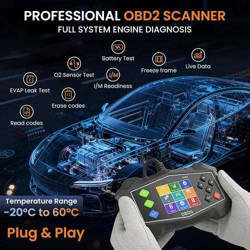 Miniatura 2 de Herramienta de diagnóstico del escáner OBD2, lector de código para comprobar la luz del motor con prueba de batería, sistema EVAP (modo 8), sensor