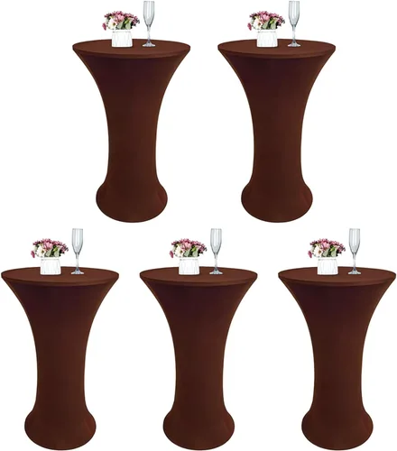 Miniatura 7 de Mantel de Mesa de Cóctel de Spandex Negro de 24x43 Pulgadas Ajustado Mesa de Bar Redonda Elástico Cubiertas de Mesa de Cóctel Highboy para Banquete