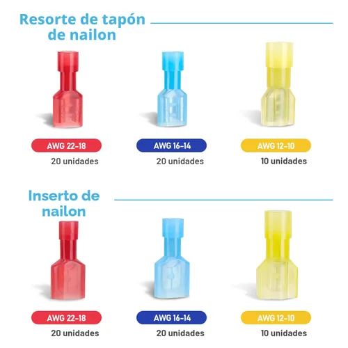 Miniatura 7 de TICONN Kit de conectores de desconexión rápida de pala de nailon, terminales aislados eléctricos, kit surtido de terminales de crimpado de alambre